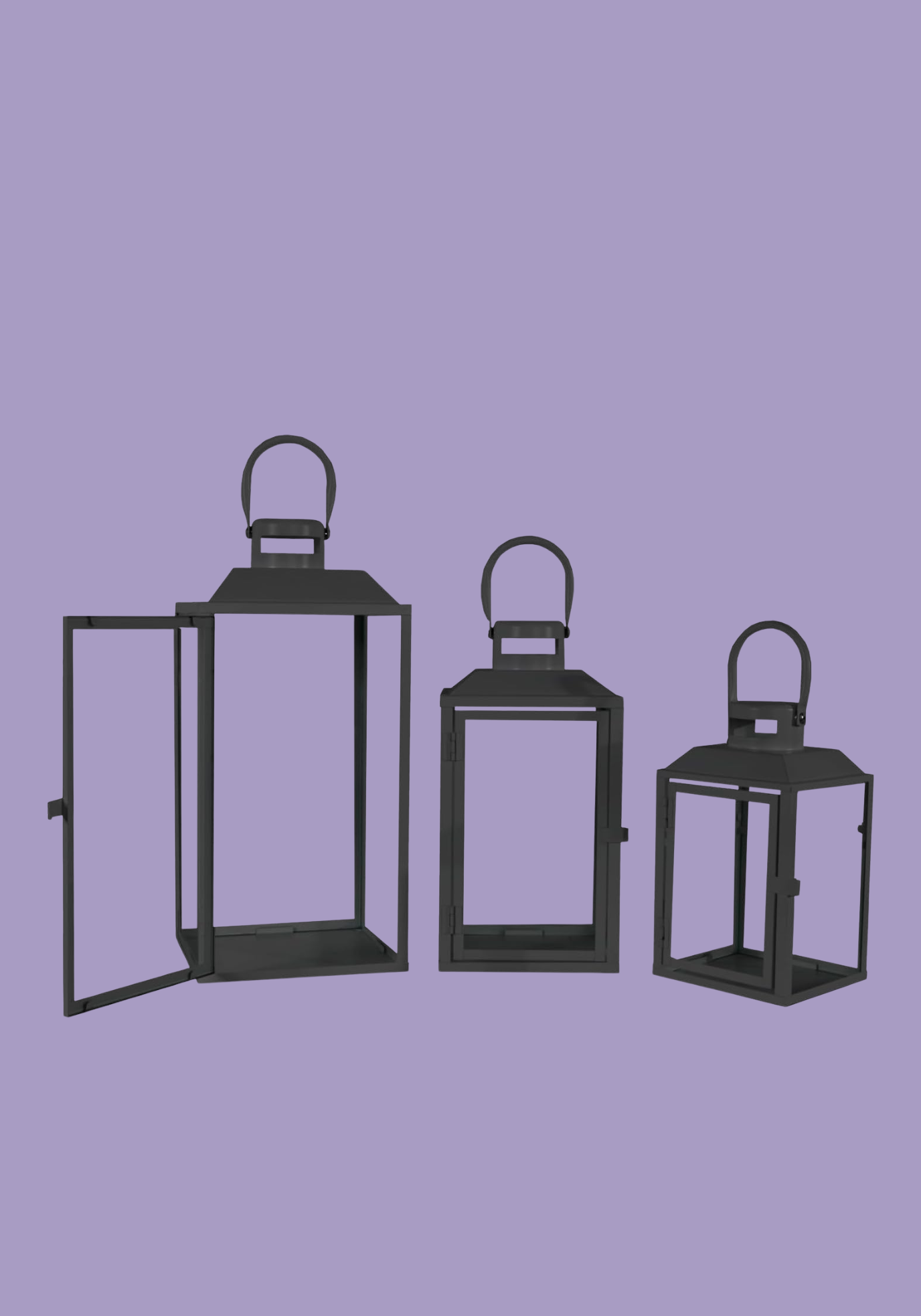 Lot de 3 lanternes noires