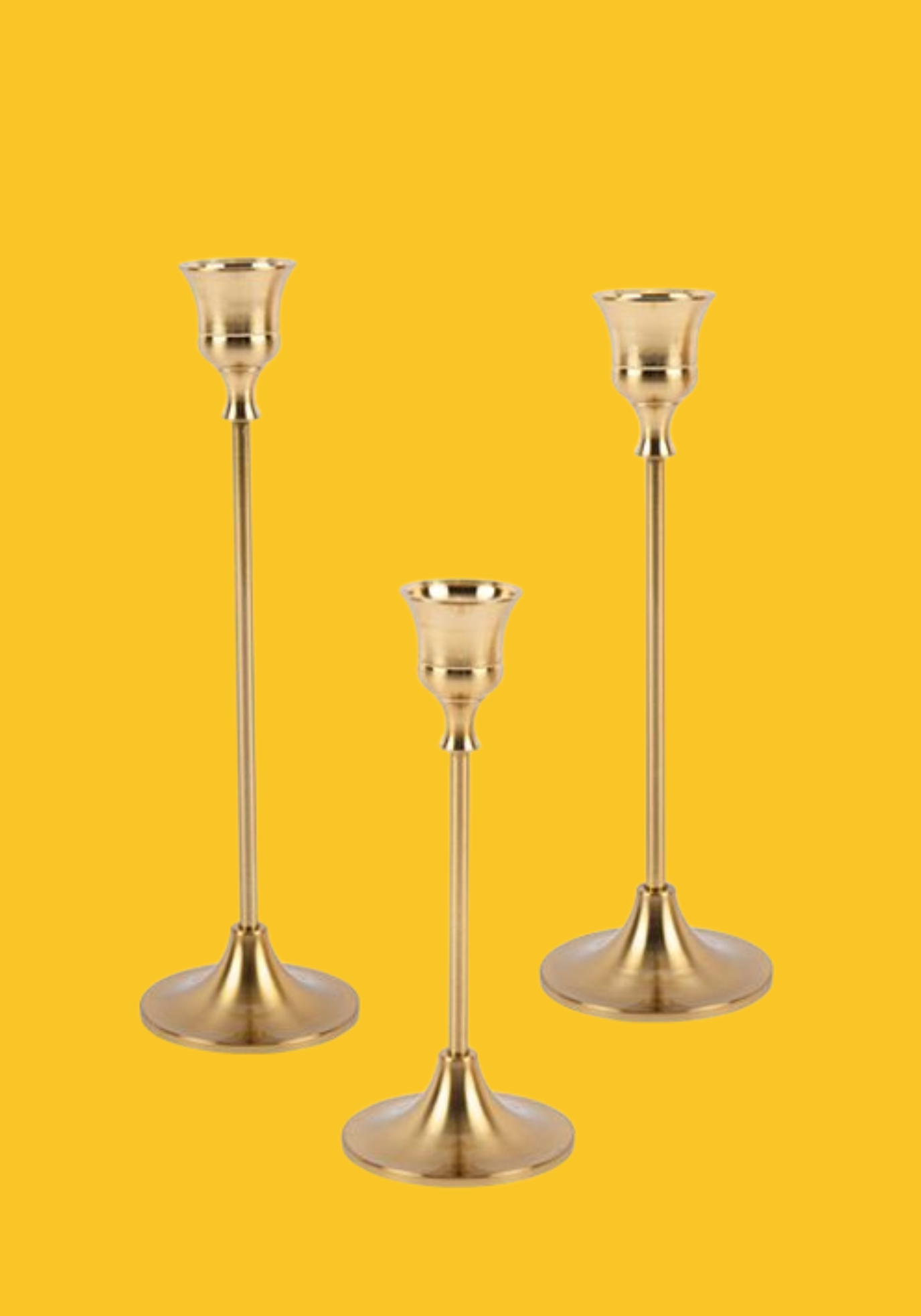 Bougeoirs dorés – Lot de 3 hauteurs