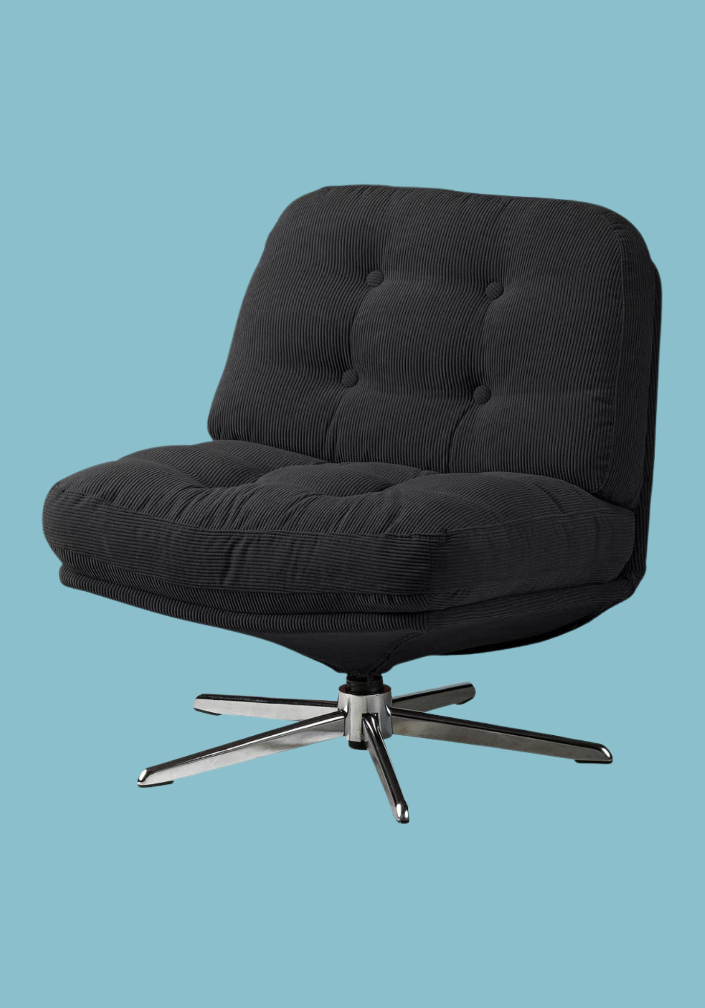 Fauteuil noir design vintage en velours noir