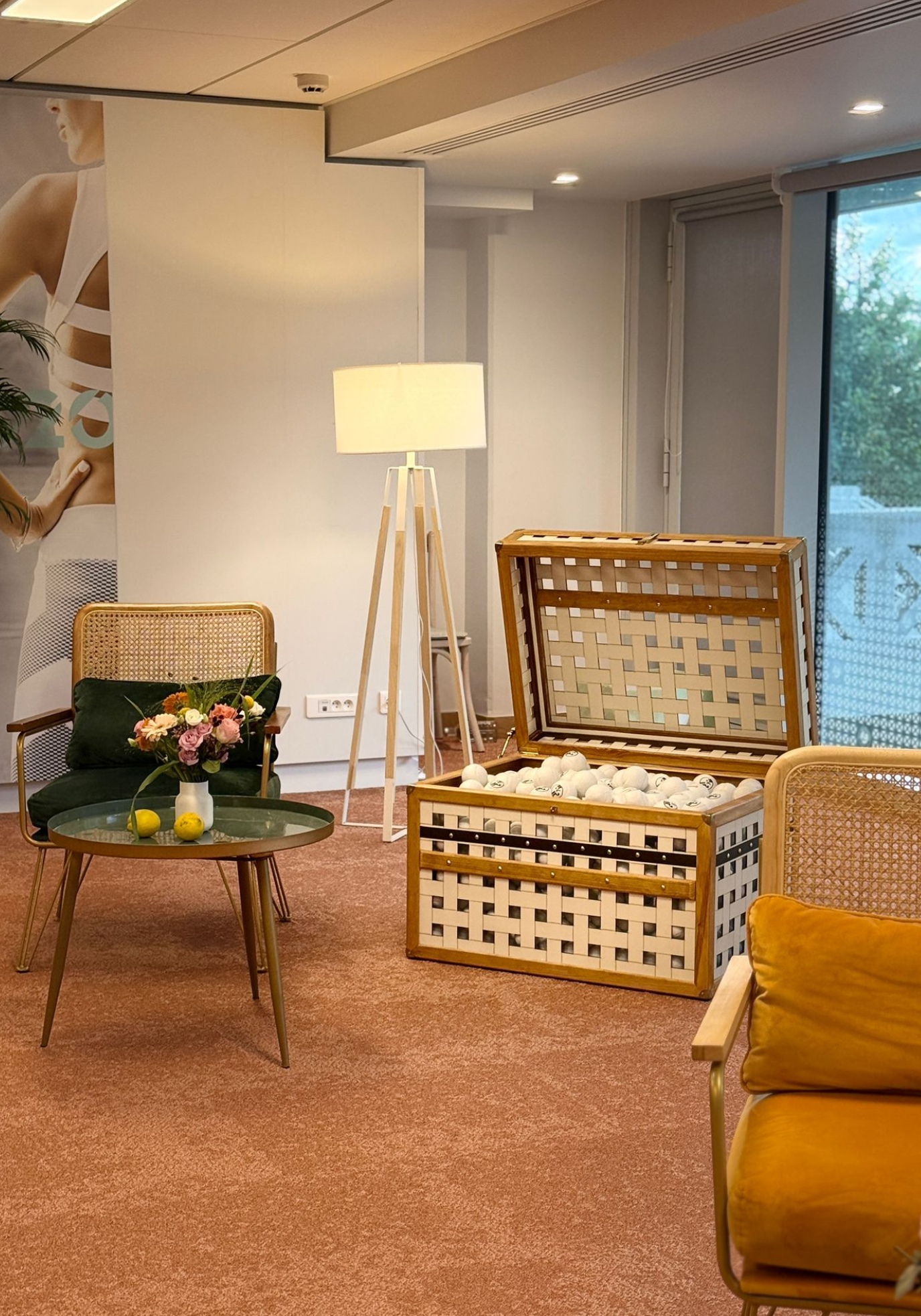 Malle remplie de balles de tennis