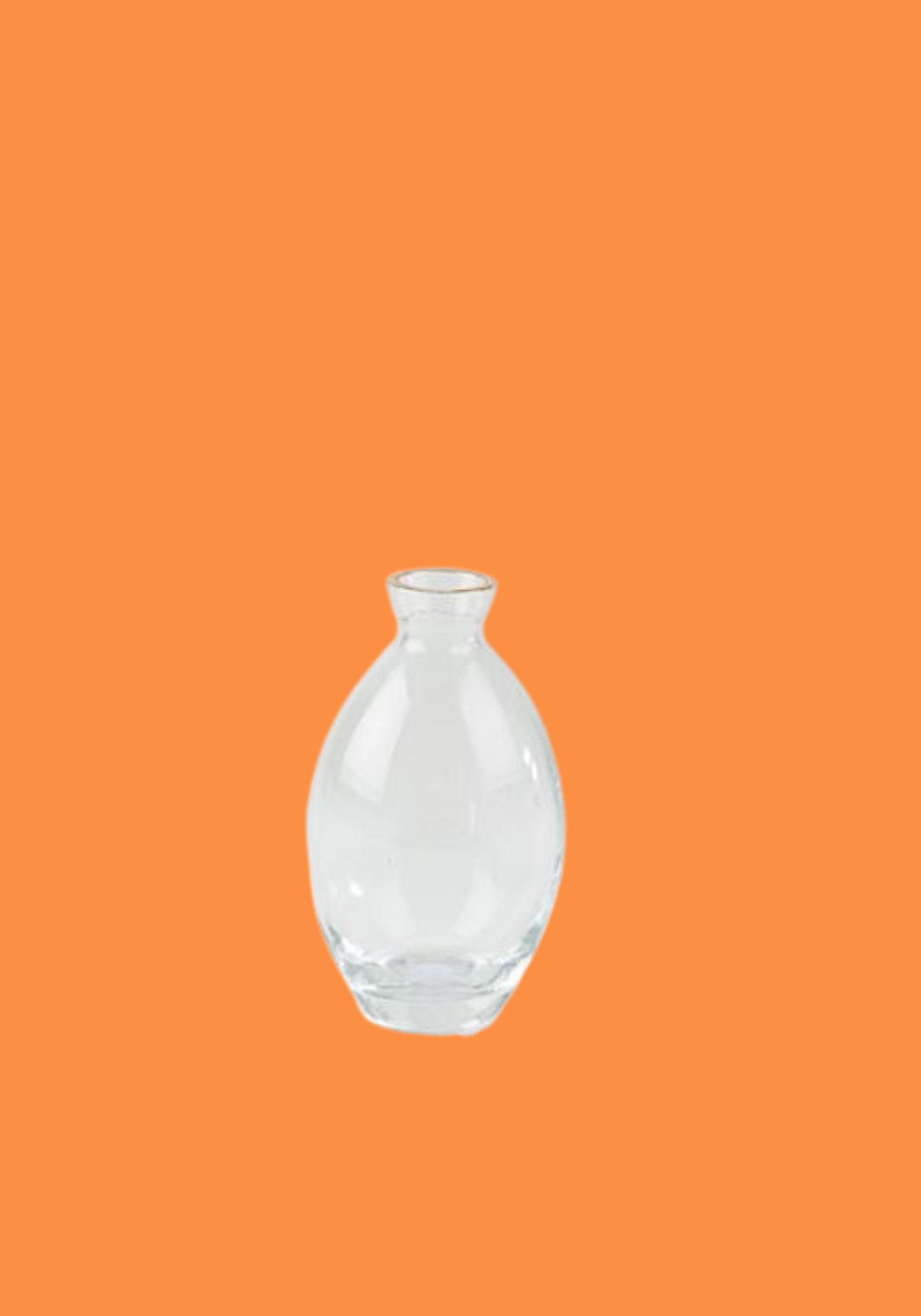 Vase - soliflore allongé en verre transparent avec liseré or