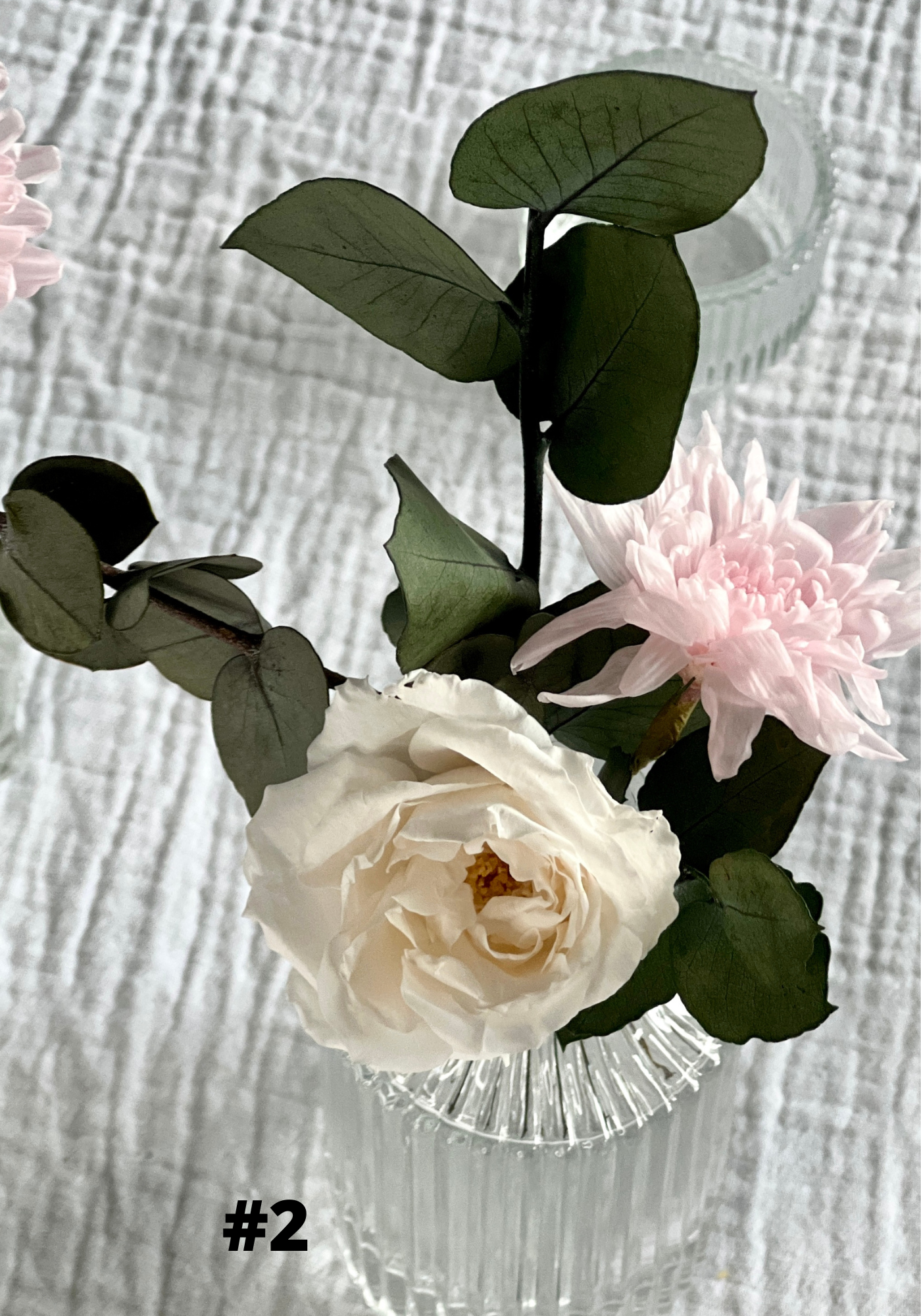 Petit bouquet de fleurs stabilisées, coloris rose