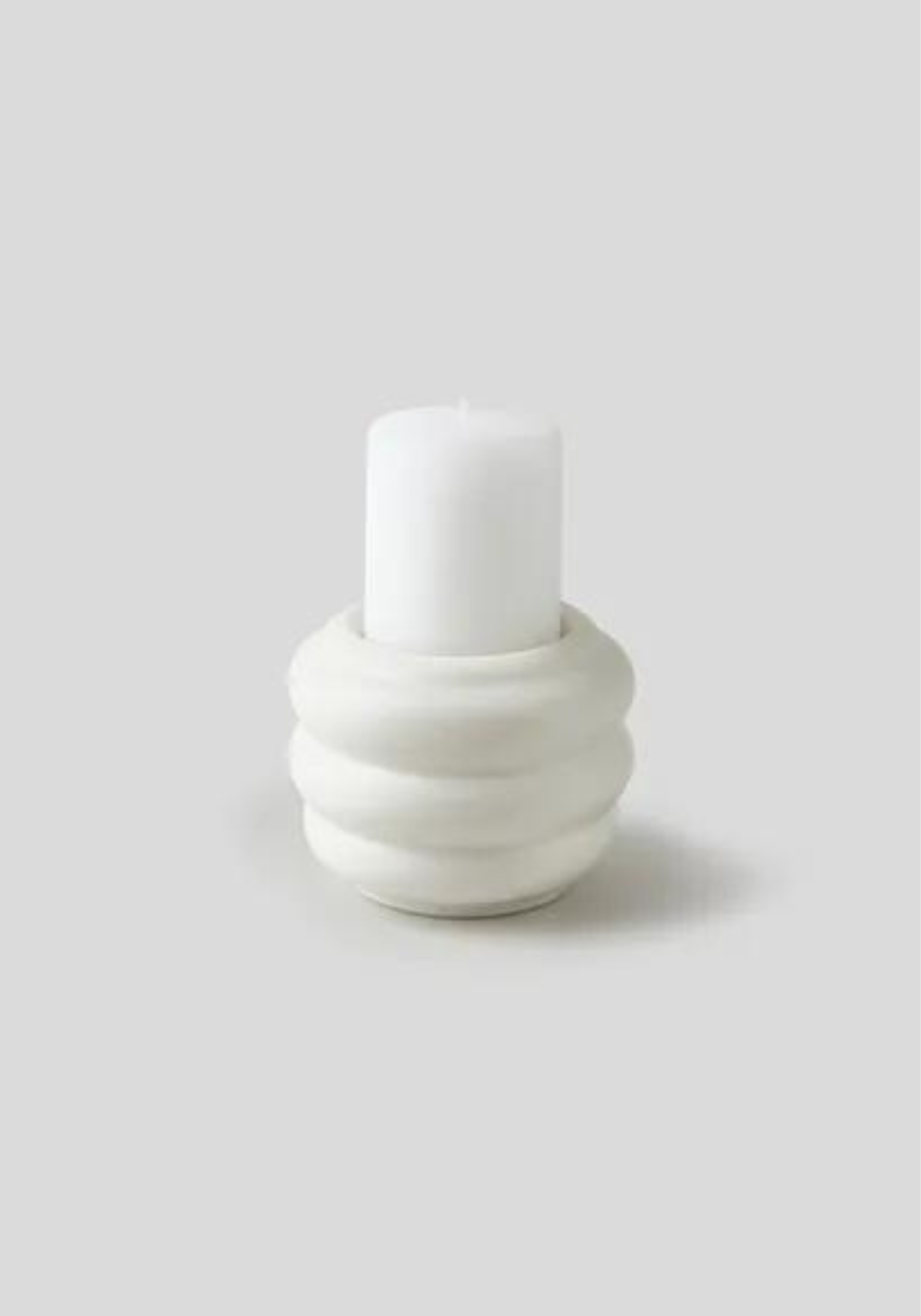 Photophore forme boudin en céramique blanc