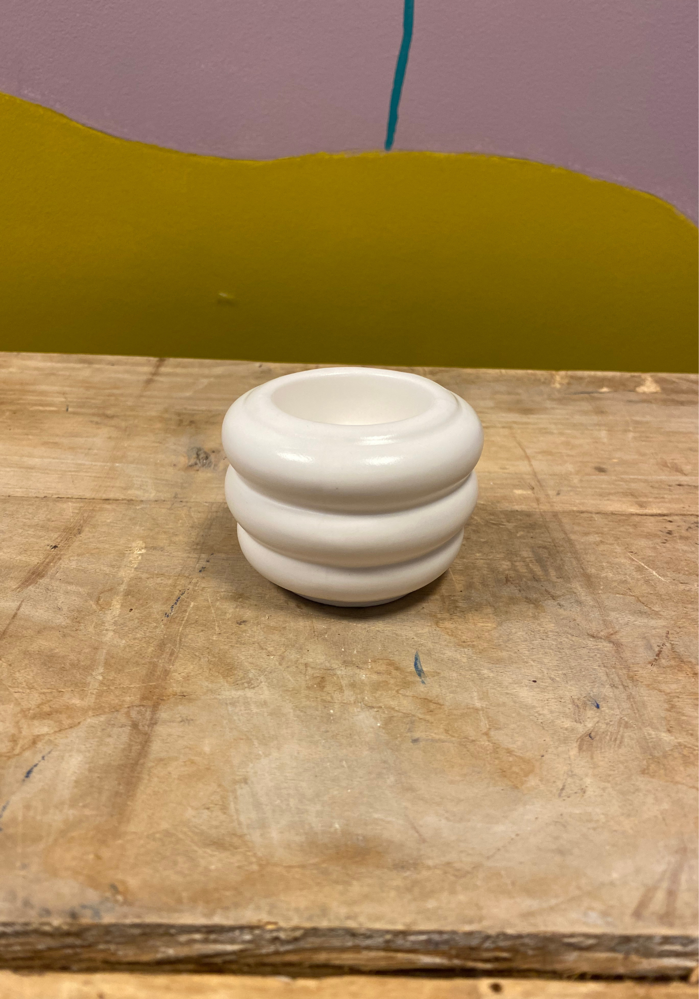 Photophore forme boudin en céramique blanc