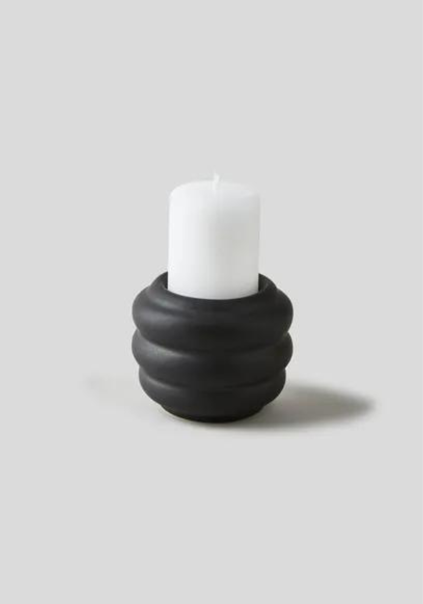Photophore forme boudin en céramique noir